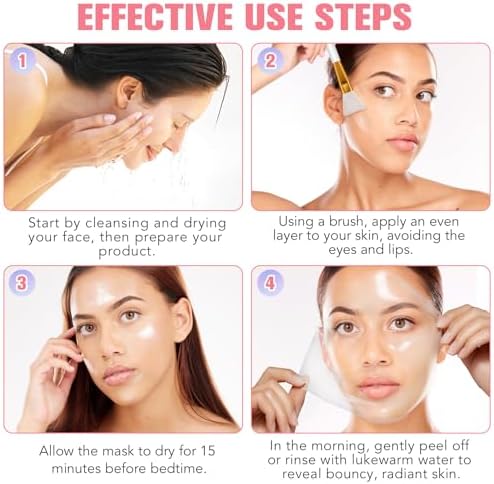 Collagen Night Wrapping Mask, Maschera al Collagene Viso Coreana Maschera Viso Peel Off per Migliorare L'elasticità Della Pelle, Idratare, Levigare eRassodare Durante la Notte