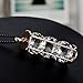 Merdia Gorgeous Three Clear Created Crystal Hourglass Pendant w/Long Black Tone Sweater Chain Necklace 29.5