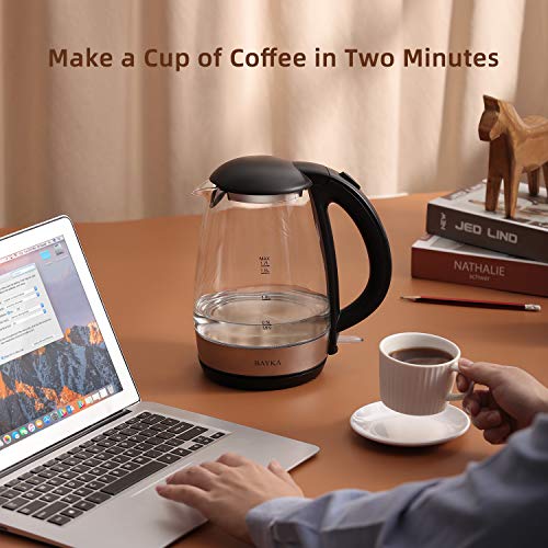 BAYKA Electric Kettle, 1.7L Tea Kettle with LED Indicator, Cordless Hot