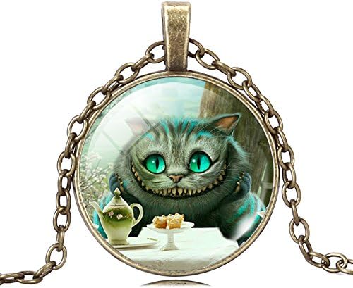Fashion Smile Cheshire Cat Necklace Pendant Art Pendant With Bronze Link Chain