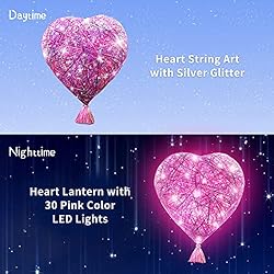 3D String Art Crafts for Kids DIY LED Heart Lantern