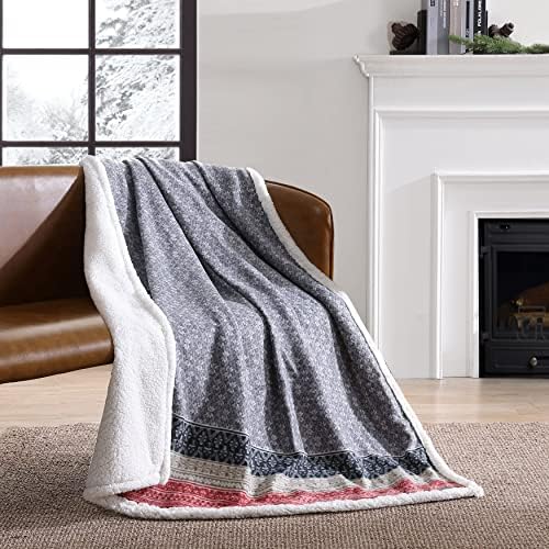 Eddie Bauer Brushed Throw Blanket Reversible Sherpa & Brushed Fleece