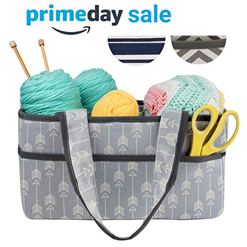 Premium Craft Caddy by Little Grey Rabbit | Knitting Storage Bin & Organizer Basket