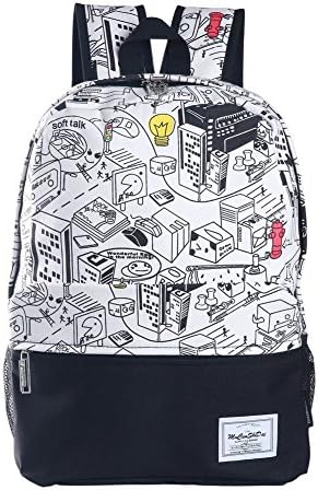 Datomarry Funny Graffiti Style Casual Doodle College School Backpack for Boys Girls