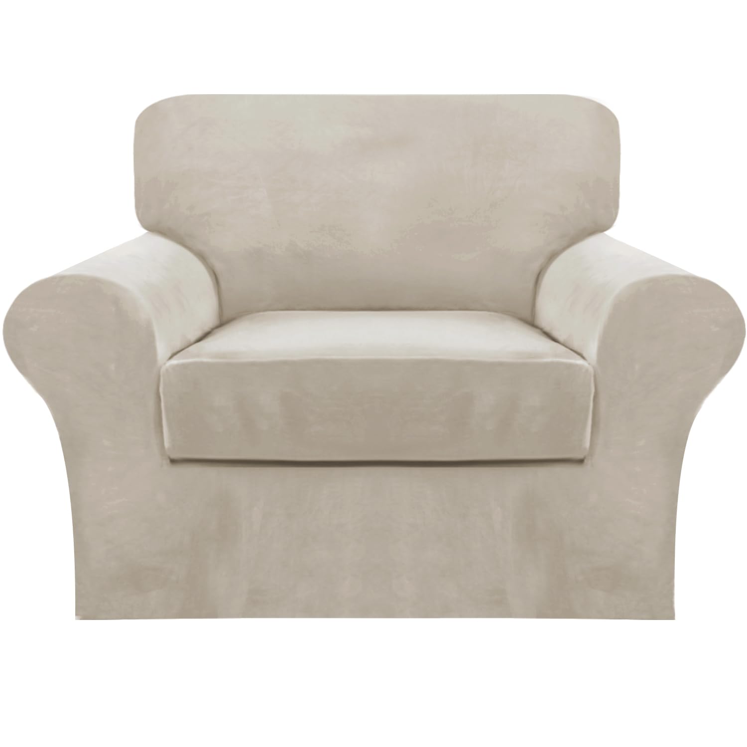 Photo 1 of FantasDecor 2 Piece Chair Sofa Covers Velvet for Living Room Slipcovers with Individual Cushion Elastic Furniture Protector for Pets, Machine Washable (Armchair, French Oak)