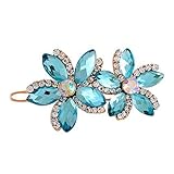 So Beauty Women's Double Flowers Shaped Design Crystal and Rhinestone Hair Slide Clip Accessary Blue
