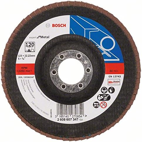 Bosch 2608607347 Flap Disc, Black/Brown, 125mm x 22mm