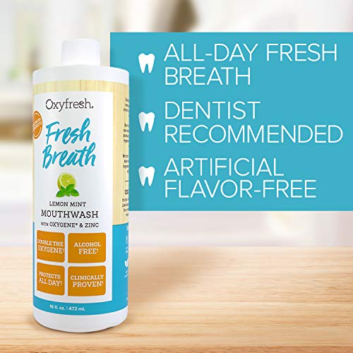 Oxyfresh Lemon Mint Mouthwash Oxygene & Zinc 1 Gallon 128 oz. Alcohol Free Solution for