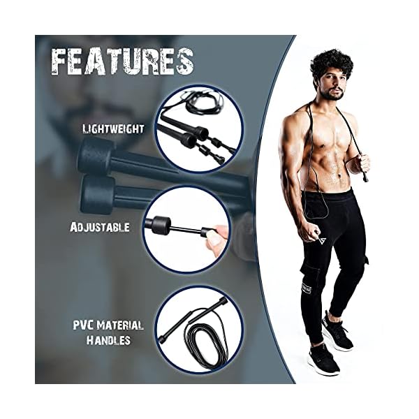 Muza-Skipping-rope-adult-for-Home-Exercise-Body-Fitness-men-women-and-kids-speed-jumping-rope-with-non-slip-handle-Adjustable-skipping-rope-for-Fitness-Fat-Burning-Boxing-Crossfit-and-MMA Muza Skipping rope adult for Home Exercise & Body Fitness men, women and kids | speed jumping rope with non slip handle…