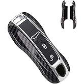 SANRILY Carbon Fiber Texture Key Fob Replacement Cover for Porsche Cayenne 911 Taycan Panamera 2020 Keyless Entry Remote Key Case ABS Plastic Key Protector Shell Black