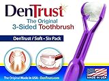 6 Pack ::DenTrust 3-Sided Toothbrush :: Soft :: Wrap-Around Design with Automatic 45 Degree Angle :: Made in USA