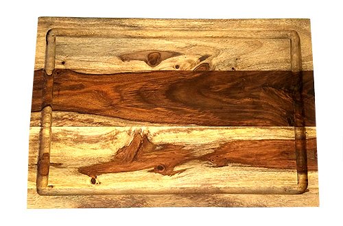 Mountain Woods Brown Large Organic Hardwood Sheesham Cutting Board w/Juice groove | Cheese Board | Chopping board | Charcuterie board | Butcher Block - 22" x11"