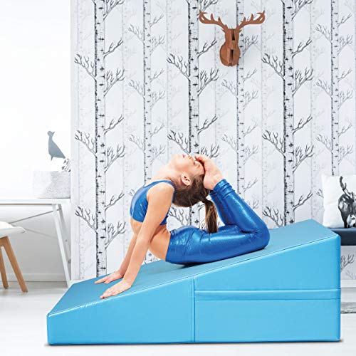 GYMAX Incline Gymnastics Mat, Wedge Shape Gymnastics Incline Mat Non