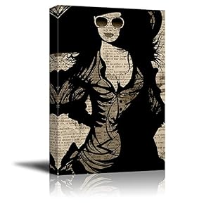 Fashionable Woman Sketch on Grunge Background