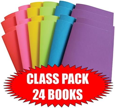Debra Dale Designs - Brite & Clever Kid's 40 Alternating Blank & Lined Page Booklets - 5-1/2" x 8-1/2" - Teacher's Class Pack - Over The Rainbow Astrobrights Cover Assorted (24)