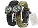 1# BEST Value For Money A2S Survival Kit Paracord Bracelet Set of 2 with Compass Flint Fire Starter, Stainless Fire Scraper, Emergency Whistle (Black / Army Green)