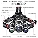 VELRAPCOR Ultra Bright LED Headlamps Headlight Flashlight 4 Modes 5000 Lumens 3 CREE XM-L T6 LED Waterproof, Rechargeable 18650 Batteries & AC Charger