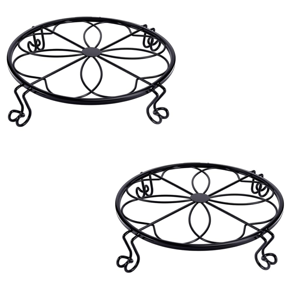 Photo 1 of 1/2/4 Pack 10/12 Inch Heavy Duty Iron Plant Stands - Rustproof Metal Flower Pot Holder for Indoor Outdoor Use, Round Wrought Iron Planter Stand for Corner Gardening, Patio, Balcony Decor- Black (12IN2PCS)
