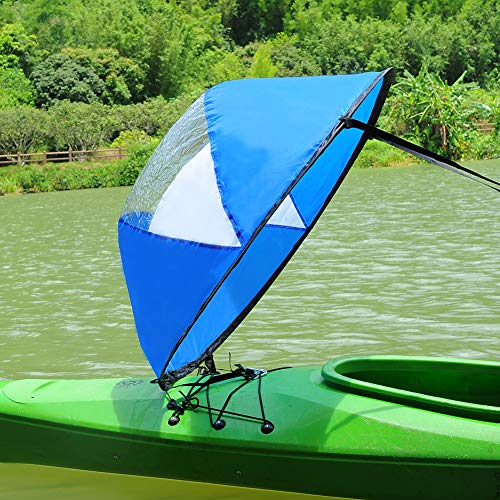 RENHAIGY Tandem Clear Kayak Wind Sail Kit Downwind Paddle Popup Board Inflatable Foldable Canoe Boats Accessories 42 Inches Durable Surfing Easy Setup Deploys Quickly Compact Portable - Thumbnail 7