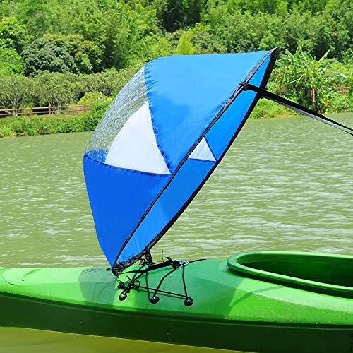 RENHAIGY Tandem Clear Kayak Wind Sail Kit Downwind Paddle Popup Board Inflatable Foldable Canoe