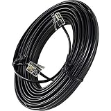 15 Feet Black Phone Telephone Extension Cord Cable Wire with Standard RJ-11 Plugs by Bistras