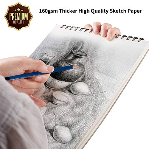 Drawing Set 42-Piece Sketch Pencil Kit Art Supplies, Beginner Drawing Pencils Set, Including 2 Drawing Pad (7x10", 160 GSM, 40sheets Each), Graphite, Kneaded Eraser, Charcoal Sticks, for Teens Adults