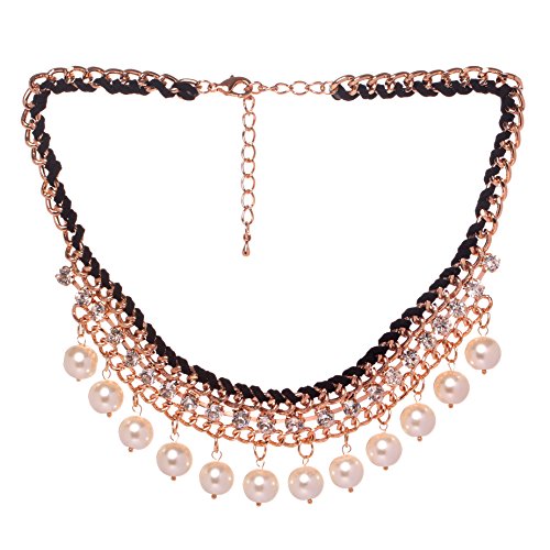 Veenajo Cyber Monday Womens Gold Plated Elegant Faux Pearls Rope Chain Collar Necklace