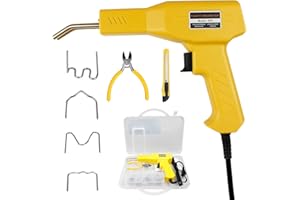 HPEVA 50W Plastic Welder,Hot Stapler Plastic Welding Machine,Handy Hot Staple Gun Car Bumper Repair Kit,Bodywork Fender Fairing Welding Systems Include 4 Types Hot Wave Flat Staples (Yellow)