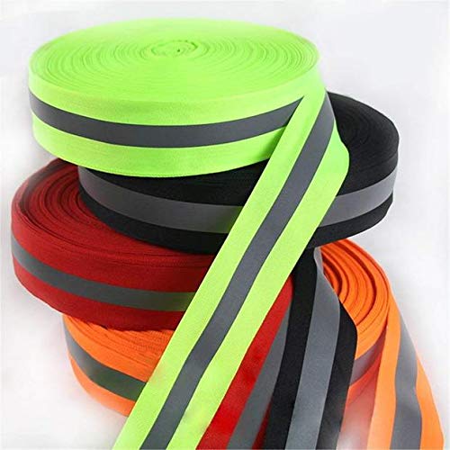 High Visibility Reflective Tape Strip, Fabric Florescent Reflective Safety Tape Sew-on Warning Safety Trim (Green, 0.98in0.39in)