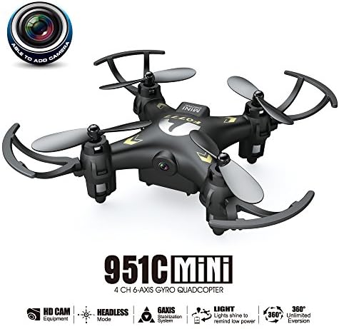 Mini RC Quadcopter - With HD Camera 2.4G 4CH 6 Axis Gyro Headless Mode - Foldable Remote Control Flying Drone Aerial Photography Racing Toy, by Donsinn(Black)