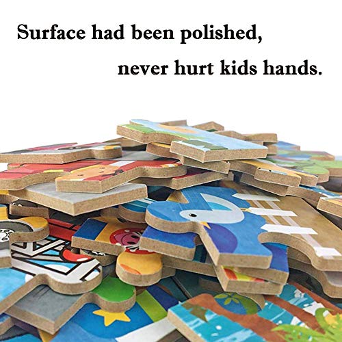 Wooden Jigsaw Puzzles Set for Kids Age 2-6 Year Old 30 Piece Colorful Wooden Puzzles for Toddler Children Learning Educational Puzzles Toys for Boys and Girls (4 Puzzles) - Thumbnail 5