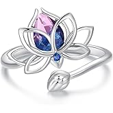 VOROCO Sterling Silver Adjustable Ring Open Trendy Unique Ring for Women