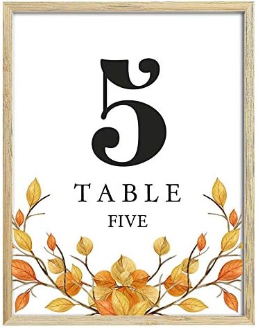 Darling Souvenir, Autumn Theme 1-40 Table Numbers Fall Wedding Reception Decor Table Cards (5x7 Inches)