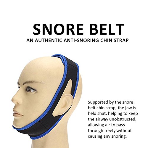 Snoring Chin Strap,Adjustable Anti Snore Chin Strap Support, Stop Snoring- Natural and Instant Snore Relief Jaw Belt with 12cm Magic Tape (Blue)