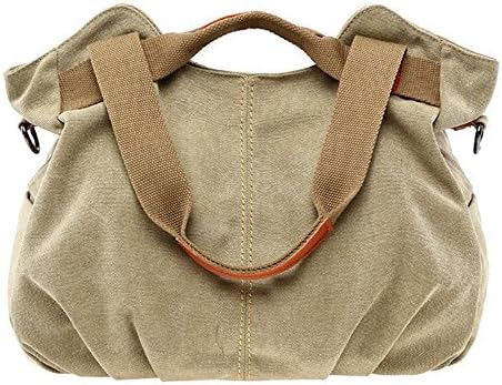 WongSinTong Large Capacity Fashion Canvas Cross Body Handbag Tote Shoulder Bag for Women (Khaki)