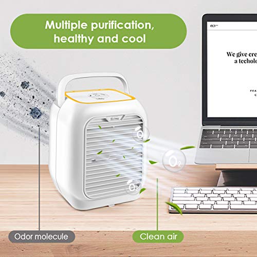 VANTAKOOL Personal Air Conditioner Fan, Air Personal Space Cooler 9.5-inch Small Desktop Fan Quiet Personal Table Fan Mini Evaporative Air Circulator Cooler Humidifier Bladeless Quiet for Office, Dorm - Thumbnail 3