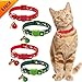 KOOLTAIL Christmas Breakaway Cat Collar with Bell - 4 Pack Safety for Cat&Dog Kitten Collars Red and Green