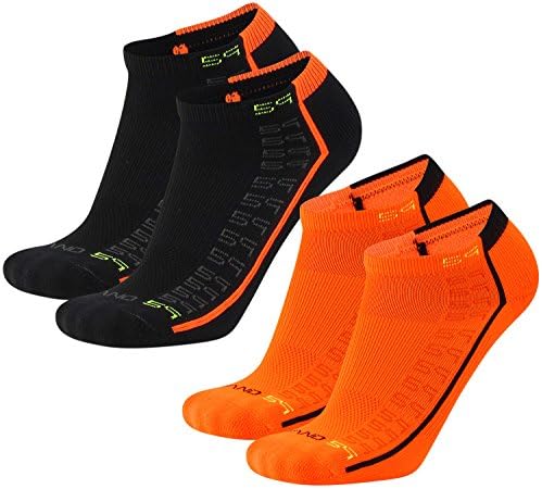 Brand 59 Original 2.0 Low Cut Golf Socks (Neon Orange/Black (2 Pairs), Large)
