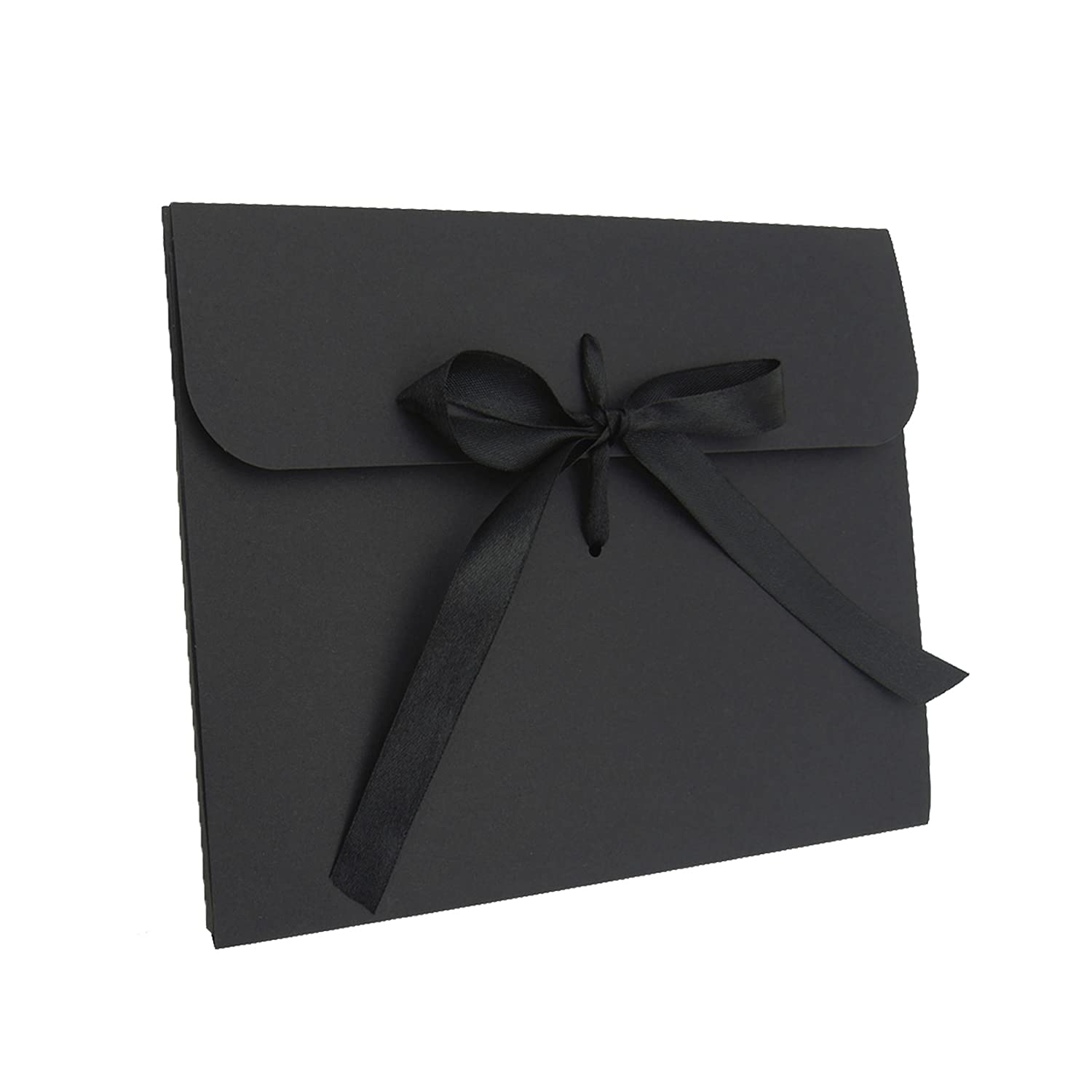 10pcs Kraft Gift Card Envelope Boxes with Ribbon Rectangle Present Envelope Boxes Retro Textured Cardboard Greeting Cards Envelopes Solid Color Party Invitation Envelopes for Wedding Birthday Business