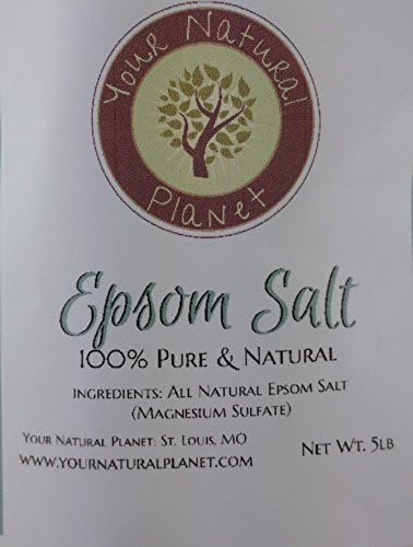 Natural Planet Epsom Salt 5lbs - Magnesium Sulfate Bath Salt - For Back Pain, Skin Problems, Aching Limbs, Muscle Strains, Healing Cuts, Muscle Pain and Cramps, Relieving Stress, Eliminating Toxins, and Soothing Aching Feet.