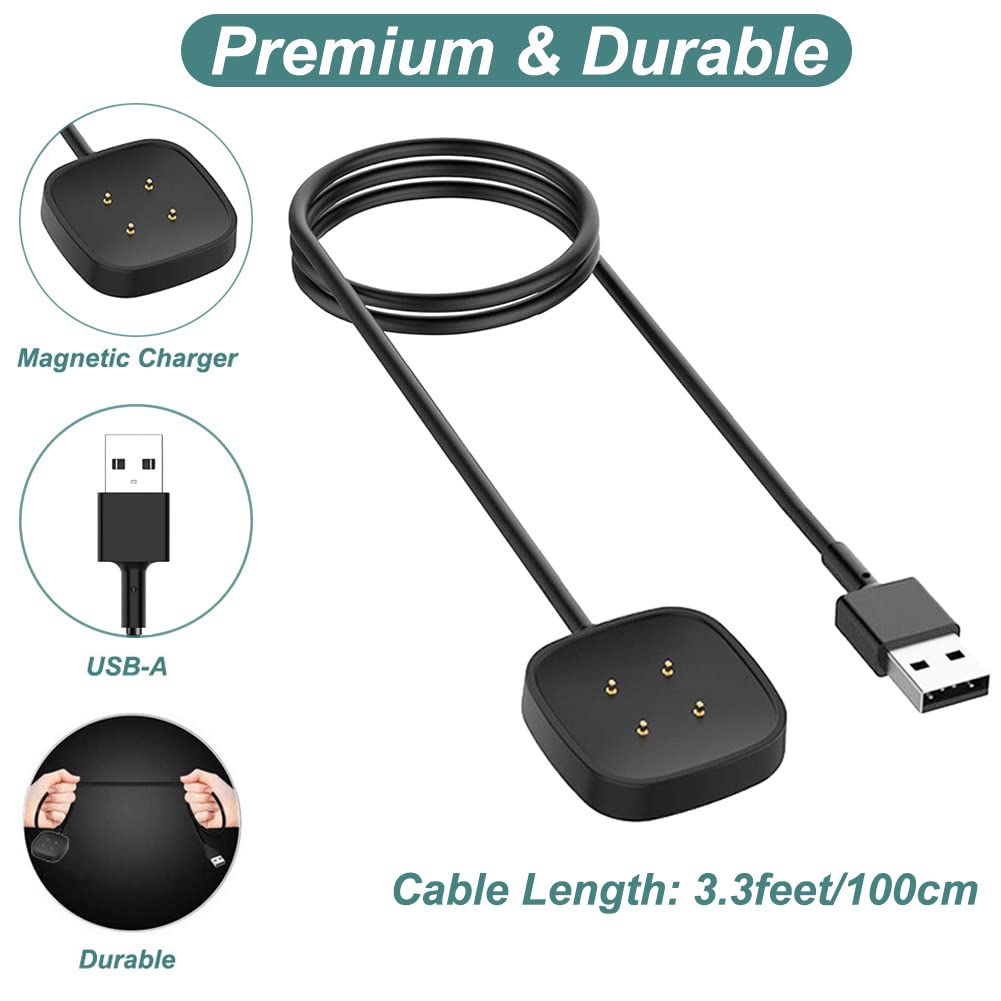 Charger for Fitbit Sense/Sense 2/Versa 3/Versa 4, Replacement Charging Cable Cord Magnetic Dock Stand for Fitbit Sense 1/2, Versa 3/4 Smartwatch