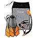 Seavenger Diving Dry Top Snorkel Set with Trek Fin, Single Lens Mask and Gear Bag, L/XL - Size 9 to 13, Gray/Black Silicon/Orange