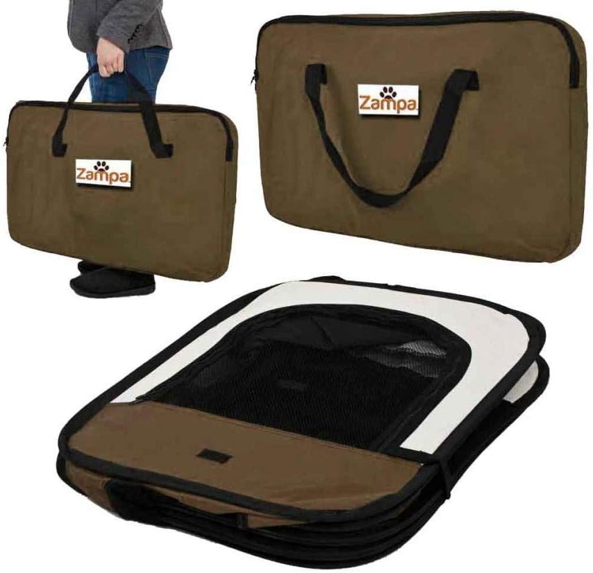 Zampa Portable Foldable Pet playpen Exercise Pen Kennel Carrying Case for Larges Dogs Small Puppies /Cats | Indoor / Outdoor Use | Water Resistant : Pet Supplies