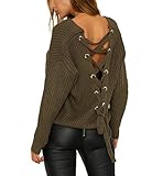 CoCo Fashion Women's 2017 Autumn Winter Lace Up Slim Knitted Sweater Pullover