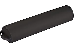EarthLite Massage Bolster Pillow 3/4 Round – Durable, Easy to Clean 100% PU Upholstery incl. Strap Handle/Professional Quality CFC-Free/Back Pain Relief, Black