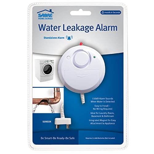 SABRE Wired Water Leak Flood Alarm Sensor with 110 dB Siren DIY EASY