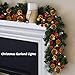 10Ft 30 LED Prelit Christmas Garland with Lights Timer, Garlands for Decoration Christmas Battery Operated Pine Cones Red Berries Lighted Garland for Mantle Home Indoor Xmas Decor, Warm White