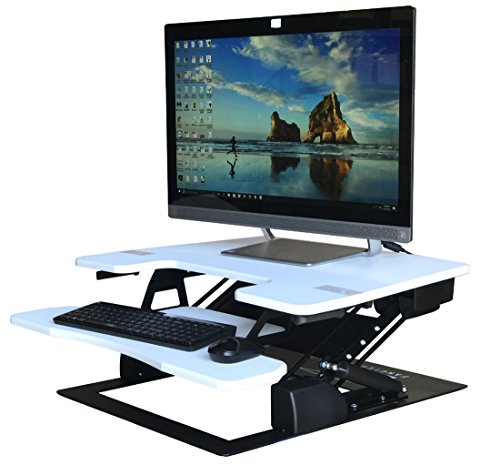 Fancierstudio Standing Desk Riser Desk 28" Great for Office Working Area Max Height 17.7" Work Stand Desk Computer Desk Modern White RD01-28 WHT