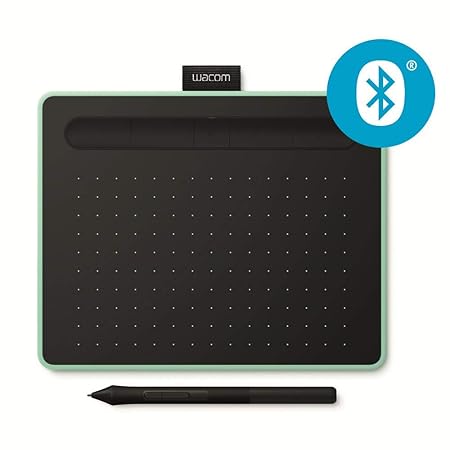 Wacom Intuos S pistazie Stift-Tablett - Mobiles Zeichentablett zum Malen & Fotobearbeitung mit druckempfindlichem Stift & Blu
