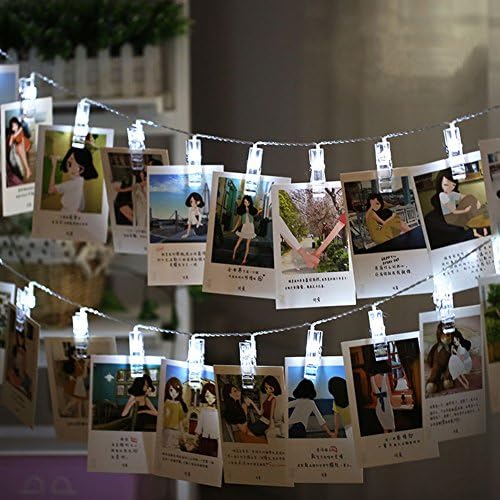 String Lights, Dreamiracle 40 LED Photo Clips 16.4ft Fairy Lights for Hanging Photos Pictures and Memos, Perfect for Dorm Bedroom Home Decor (Cool White)